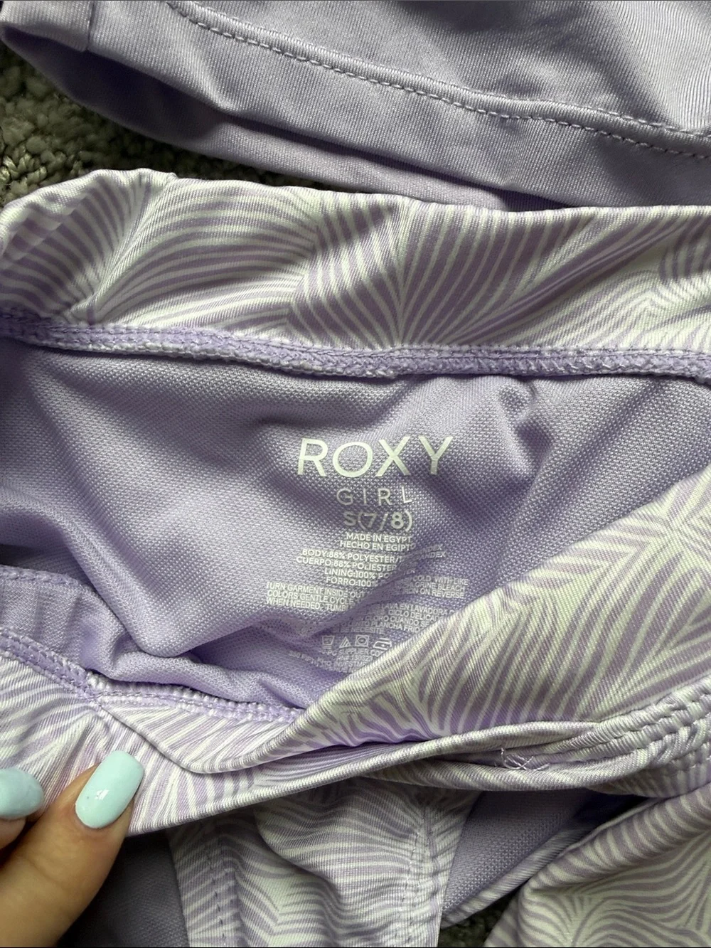Roxy Girls' Lavender Long-Sleeve Rash Guard Set with Bikini Bottoms & Shorts